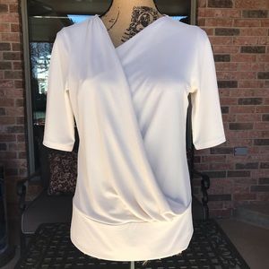 Cream Drape Front Blouse